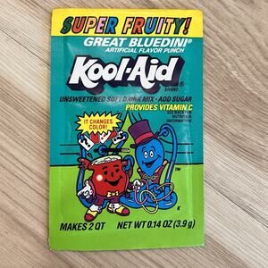 Vintage 90s Kool-Aid Super Fruity Great Bluedini Flavor Packet NOS Color Change